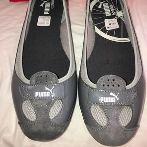 Gray patent Puma Zandy ballet flats